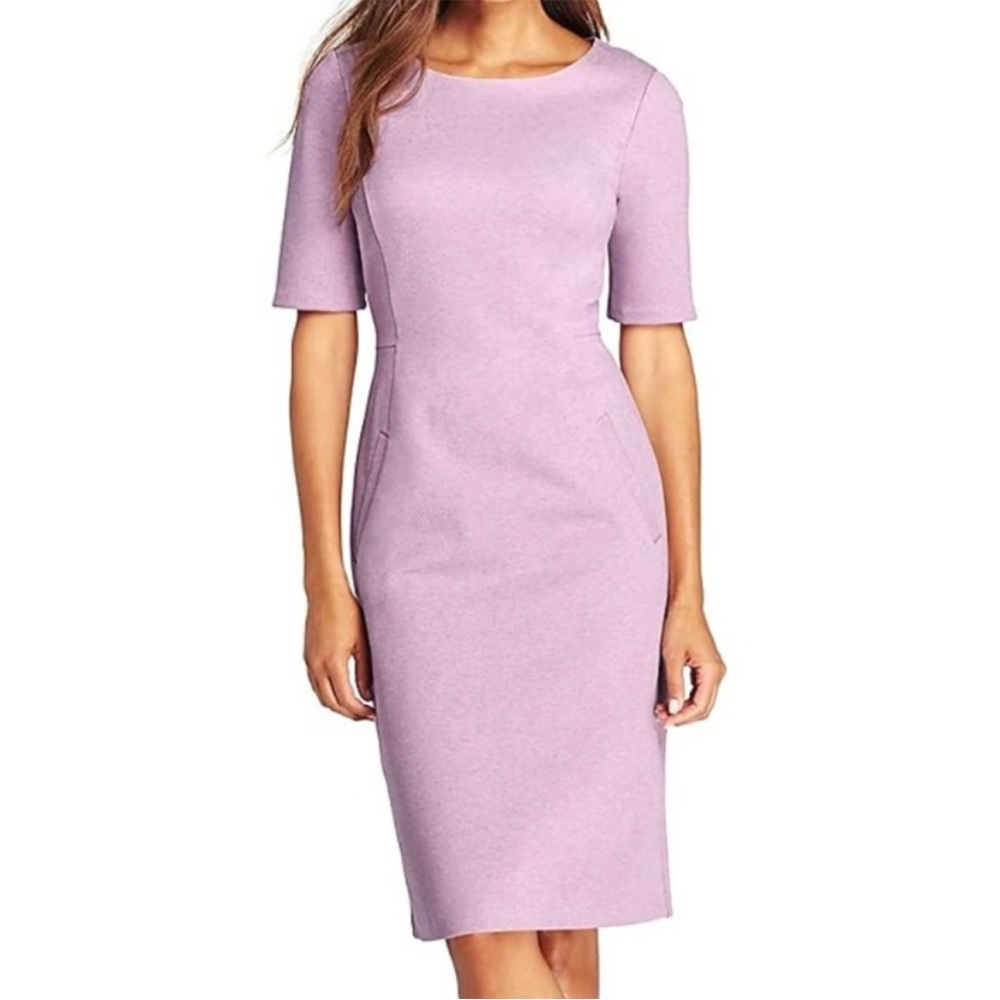 Lands End Comfortable Lilac/Lavender Sheath Dress WITH POCKETS! 0p